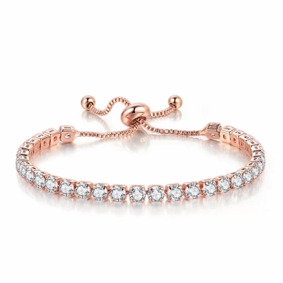 GlamGirl Jewelry - White & Rose Gold Diamond Tennis Bracelets